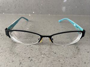CHELSEA MORGAN Eyeglasses Frames ONLY Aqua Zebra Stripe HALF RIM 51-17-135